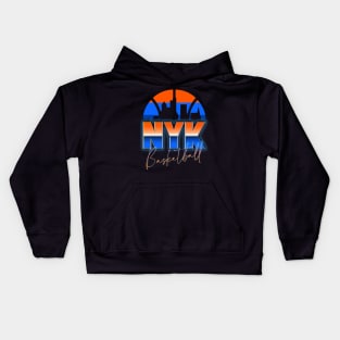 New York Basketball Retro 90s Chrome Skyline Kids Hoodie